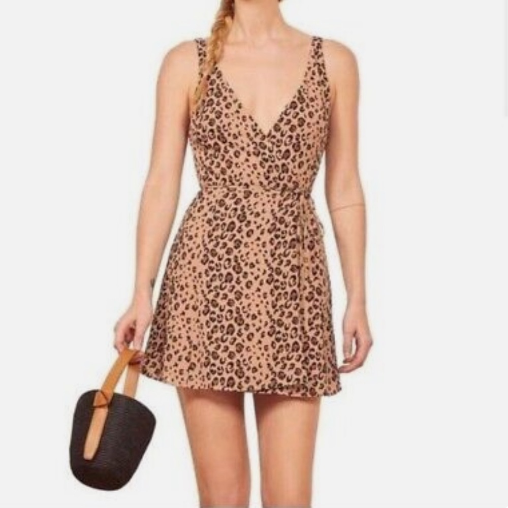 Reformation cheetah wrap dress